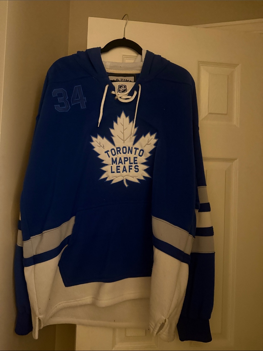 NHL Blue and White Old Time Hockey Team Hoodie